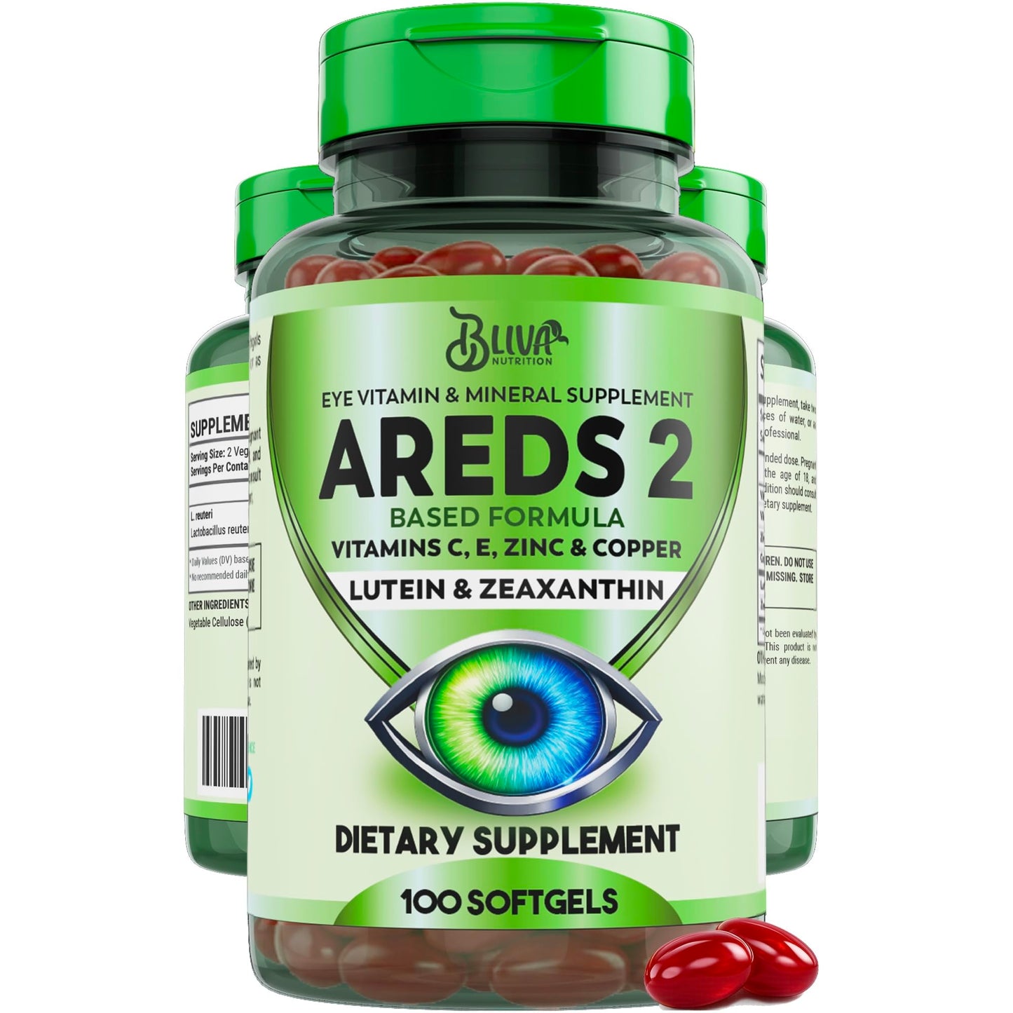 BLIVA NUTRITION AREDS 2 Eye Vitamins & Mineral Supplement 100 Softgels