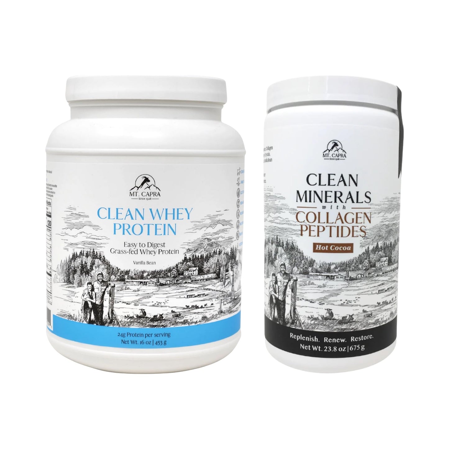 Mt. Capra Clean Whey Protein and Clean Minerals with Collagen Peptides Powder, 39.8