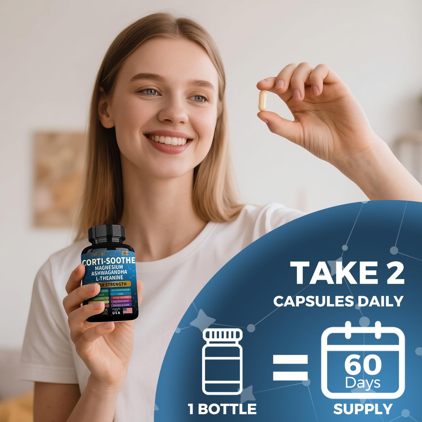 JTEVEweu Corti-Soothe Cortisol Supplement Capsule 60 Count