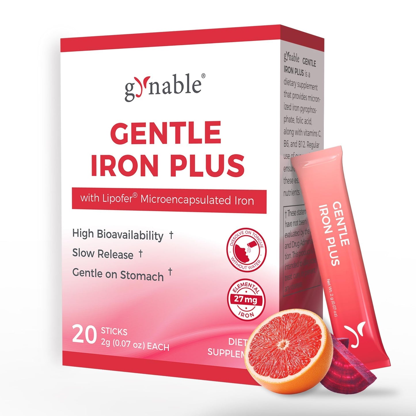 Gynable Gentle Iron Supplement for Women Powder 1.4 oz