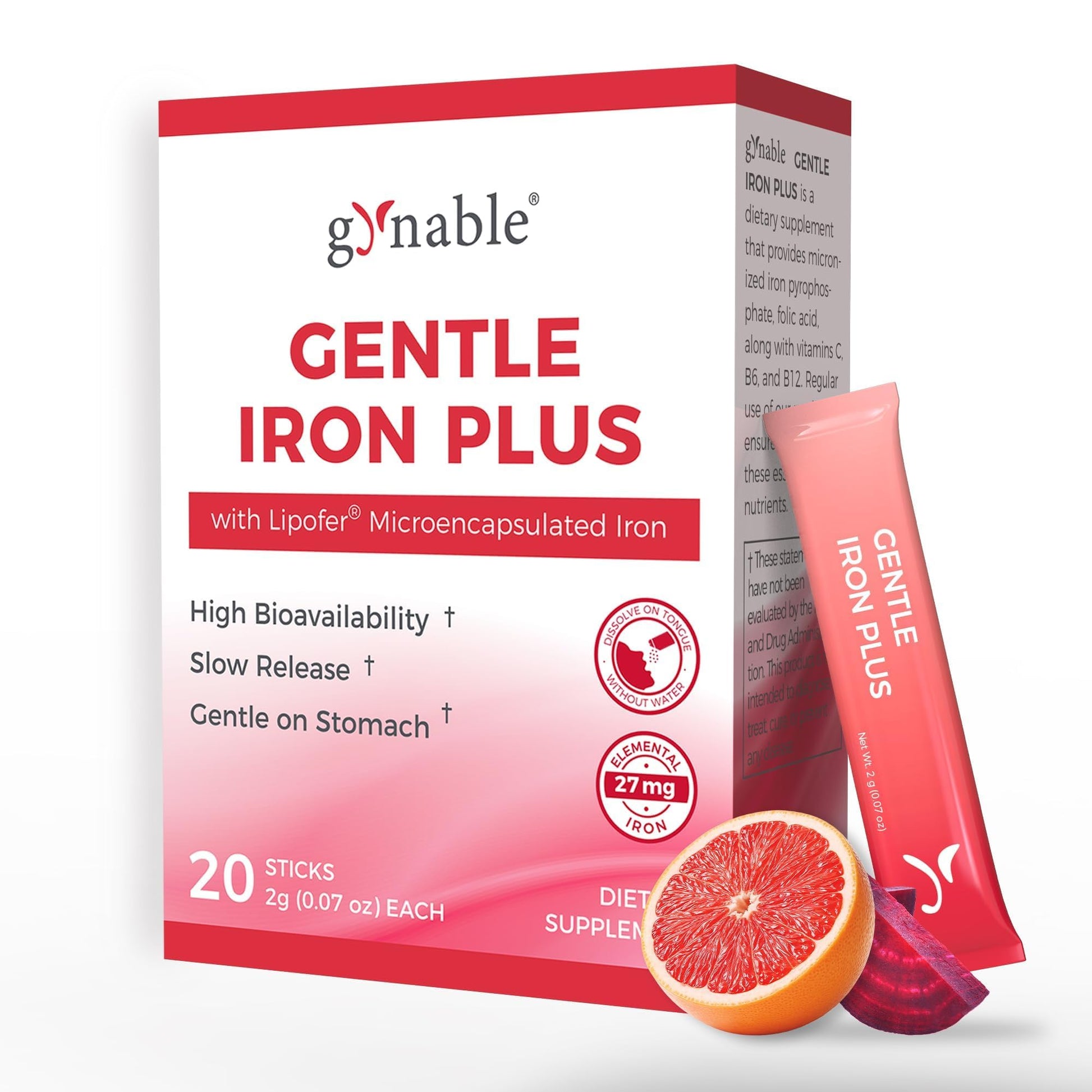 Gynable Gentle Iron Supplement for Women Powder 1.4 oz