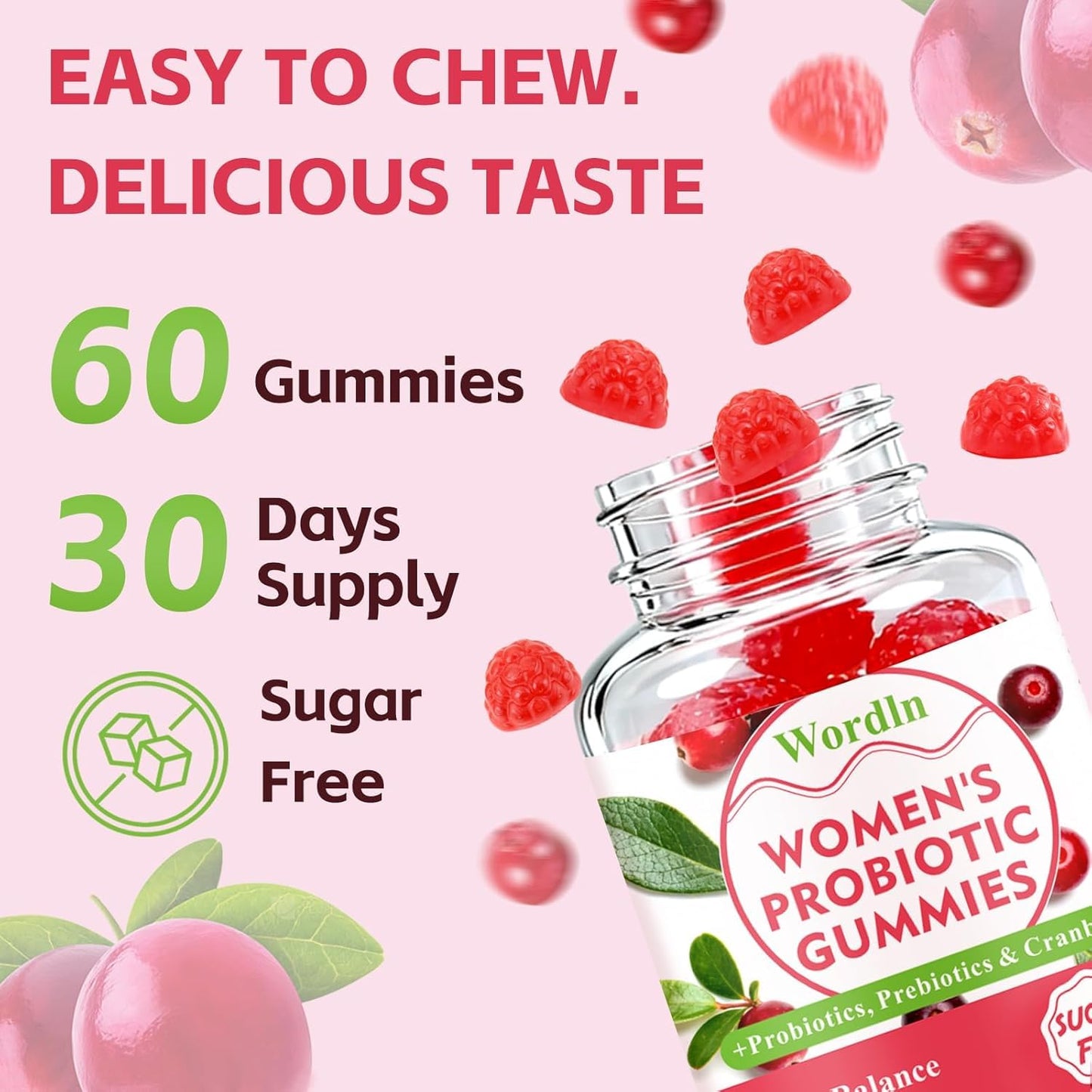 Wordln Women Probiotic Gummies for Feminine Health Gummy 120