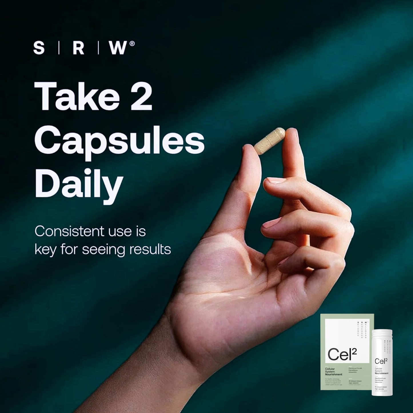 SRW Cel² NR Nourishment NAD+ & Nicotinamide Riboside Supplement Vege Capsules, 60 Capsules