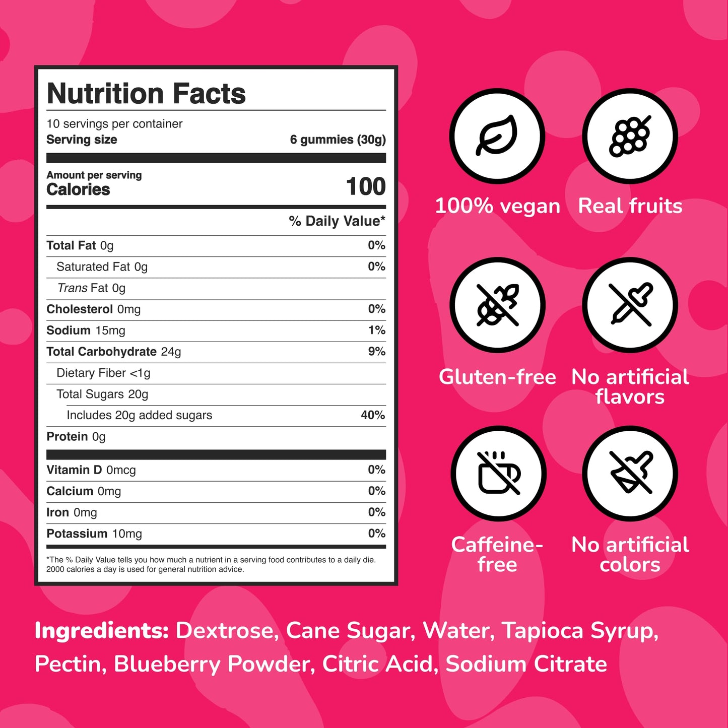 GloGlo Dextrose Energy Chews Gummy, 60 Gummies (10 Packs)