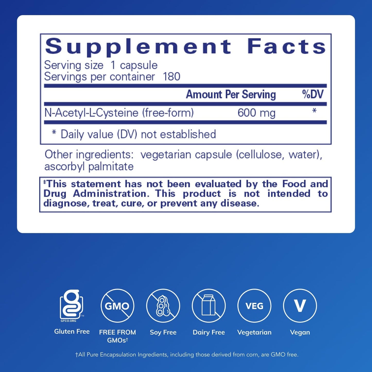 Pure Encapsulations NAC 600 mg, 180 Capsules