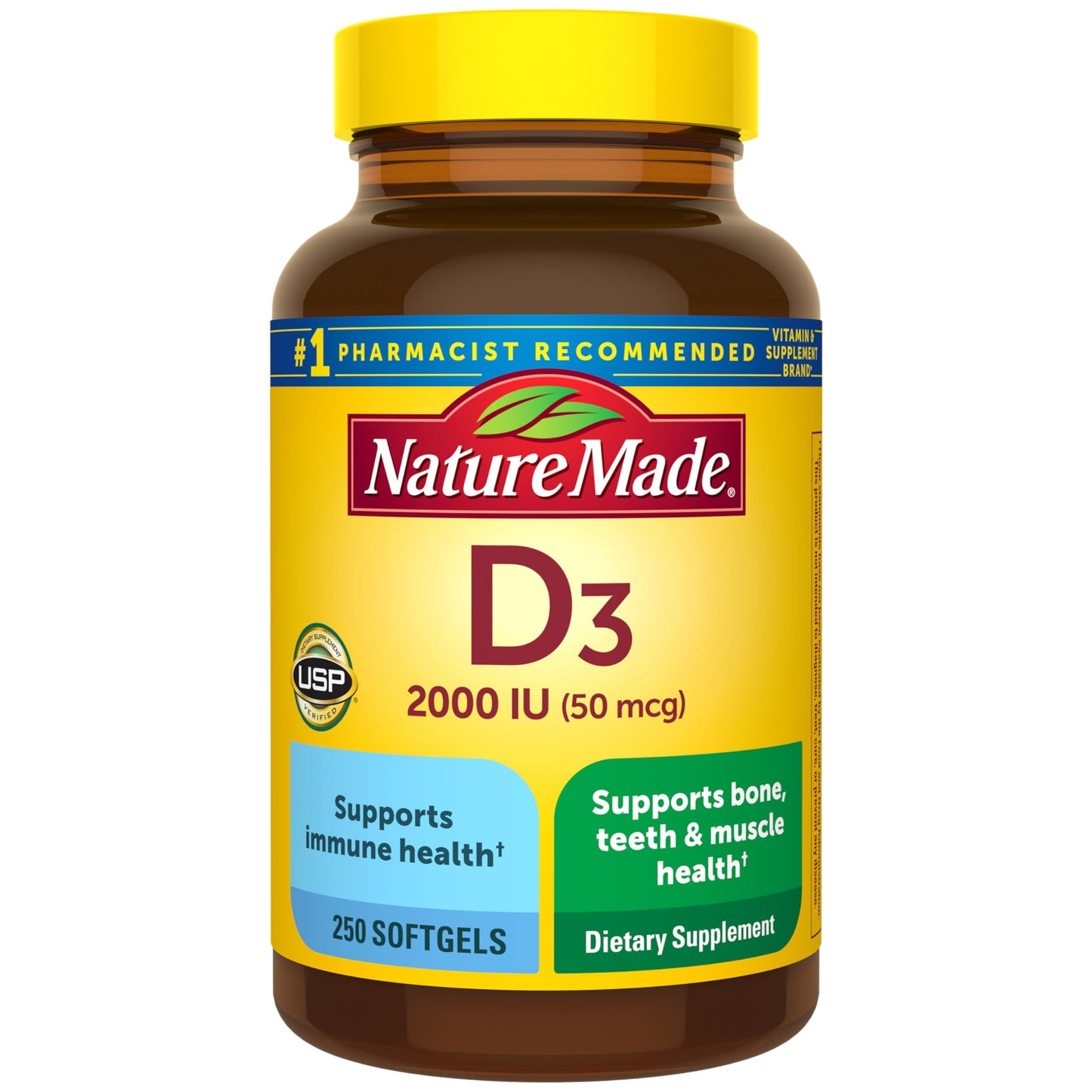 Nature Made Vitamin D3 2000 IU (50 mcg) Softgels, 250