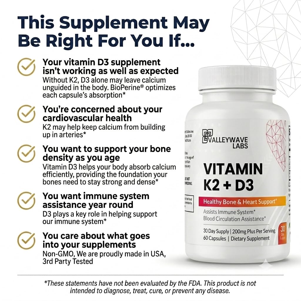 Valleywave Labs Vitamin D3 K2 60 Capsules