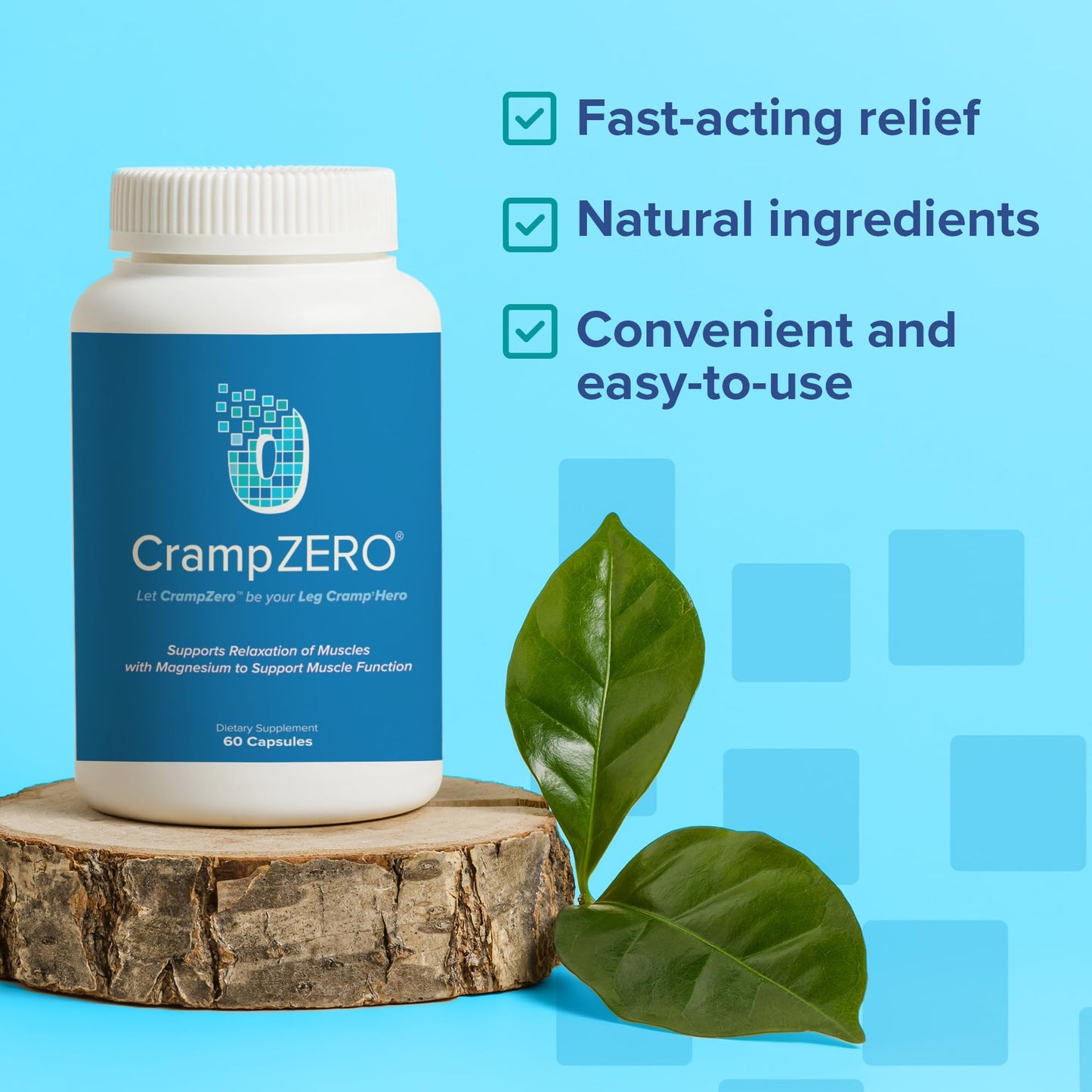 CrampZero Potassium Magnesium for Leg Cramps at Night 120 Capsules