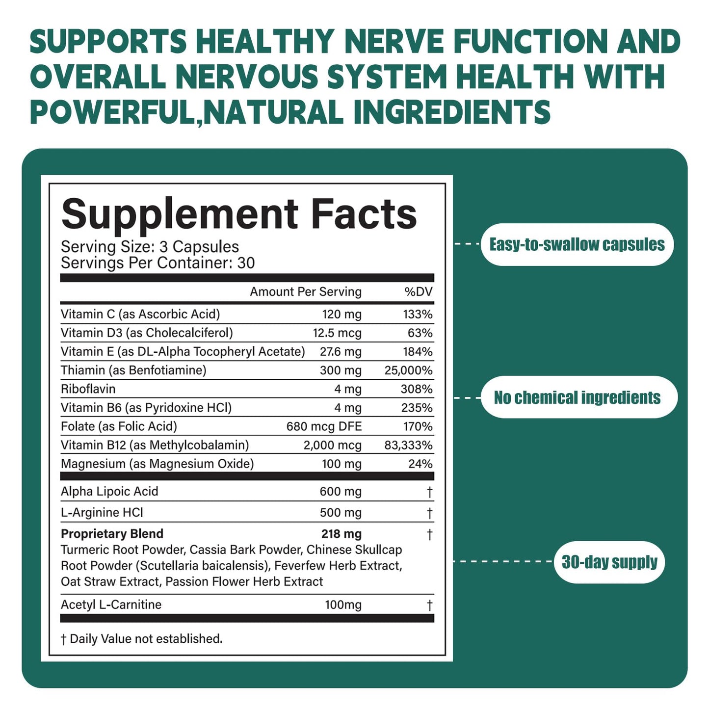 Nerve Savior Alpha Lipoic Acid 600mg with B Vitamins & Herbal Blend for Nerve Health Capsules 90 Count