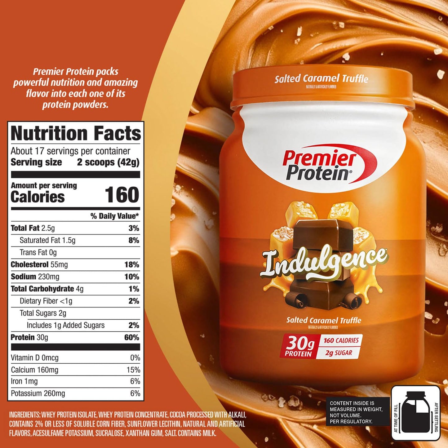 Premier Protein Powder Indulgence Salted Caramel Truffle, 24.5 oz