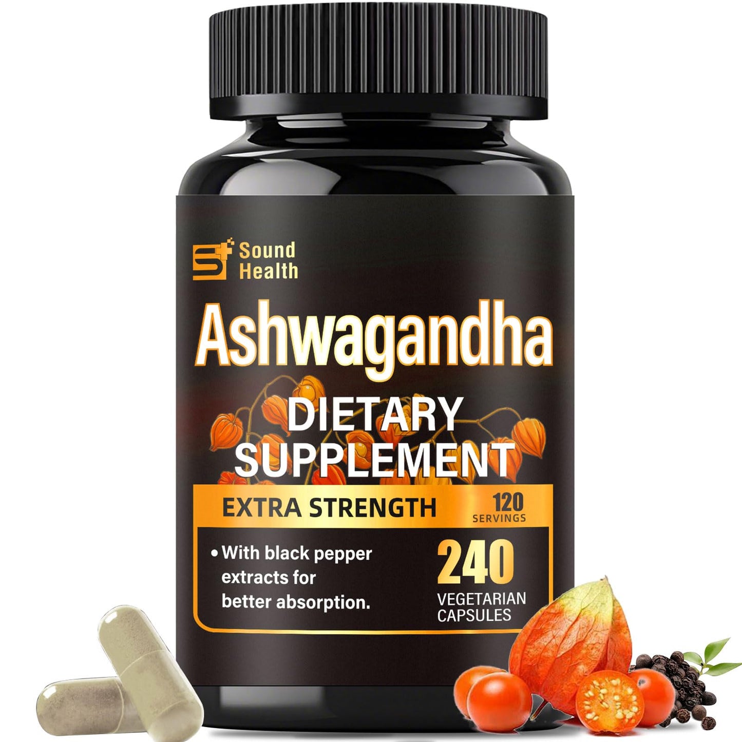 SoundHealth Organic Ashwagandha Capsules 240 Capsules