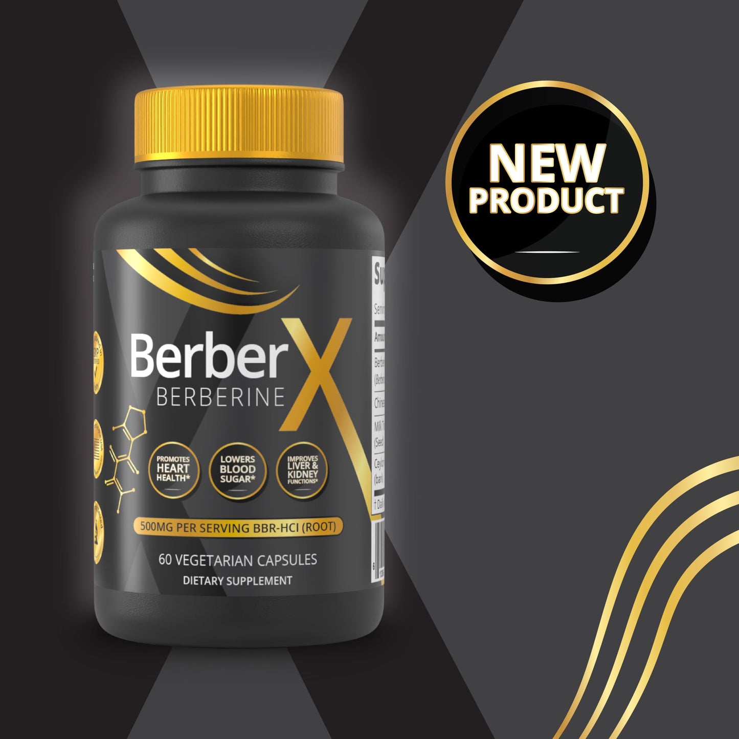 BerberX Berberine 500mg with Milk Thistle, Ceylon Cinnamon & Chinese Skullcap Capsules, 60 Count