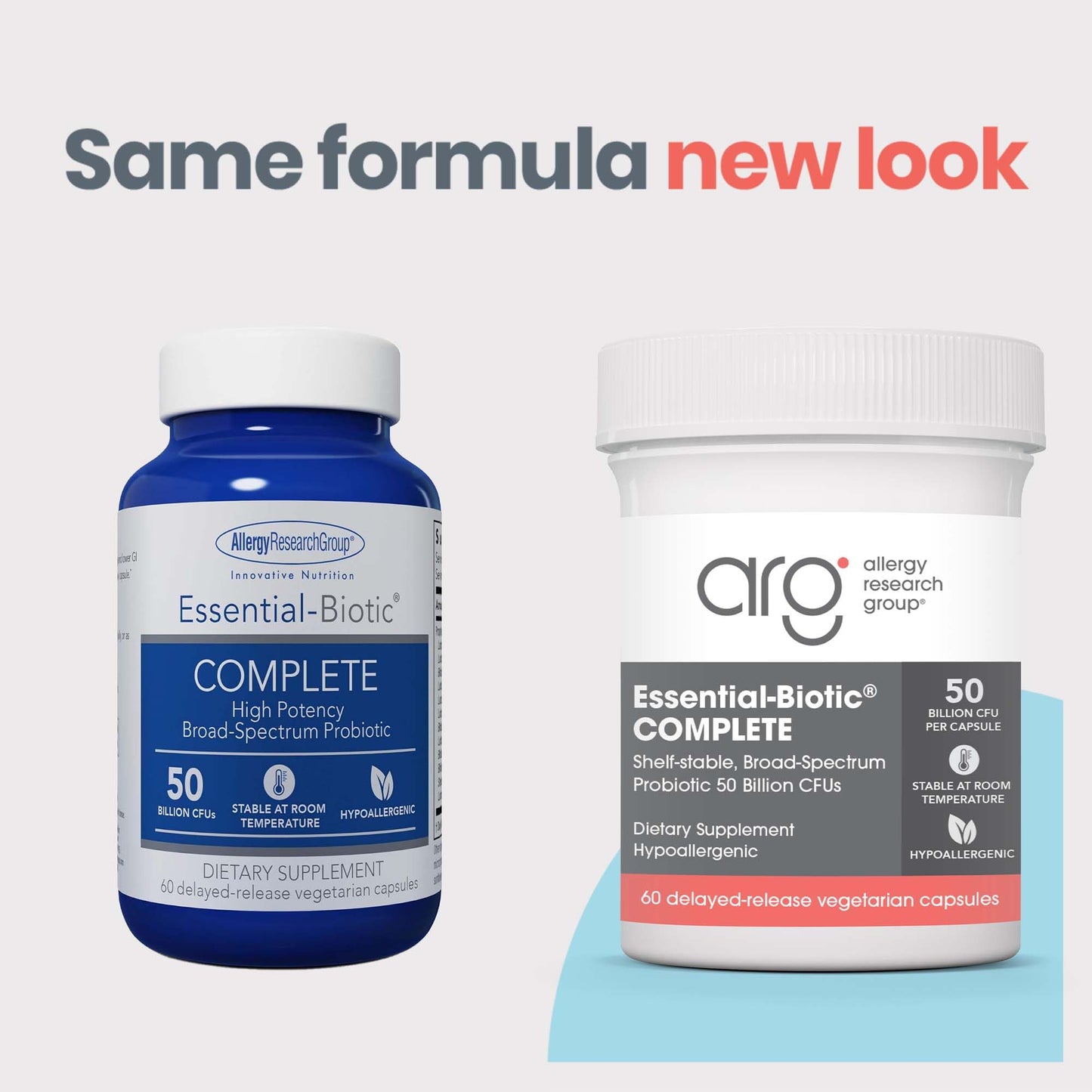 Allergy Research Group ARG Essential Biotic Complete - 50 Billion CFU Probiotic - Gut & Digestive Support - Delayed Release Capsules - Hypoallergenic - 60 Capsules