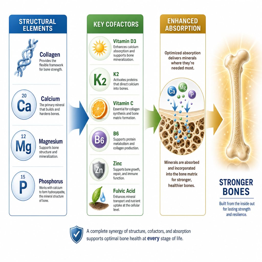 Natural Nutrition Works Rapid Bone Aid - Bone Repair Supplement with Collagen, Calcium, Magnesium Powder 18.48