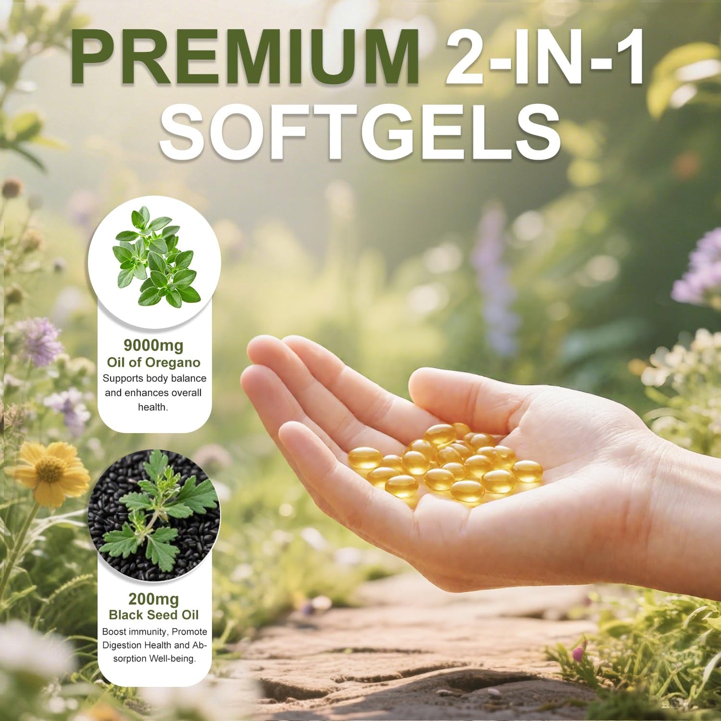 BEWORD Oil of Oregano with Black Seed Oil Softgel, 560 Softgels