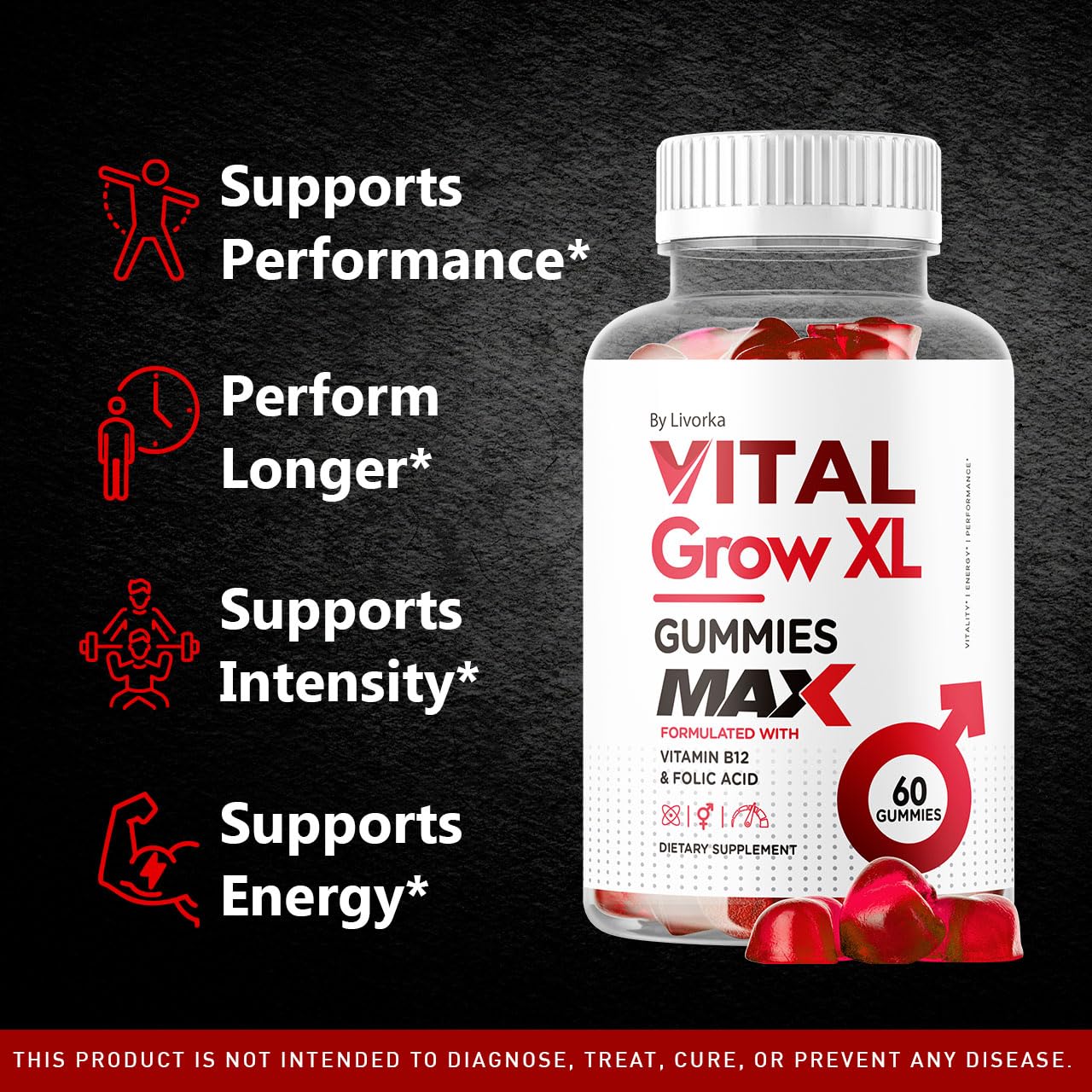 LIVORKA Vital Grow XL Male Gummies 60 Count