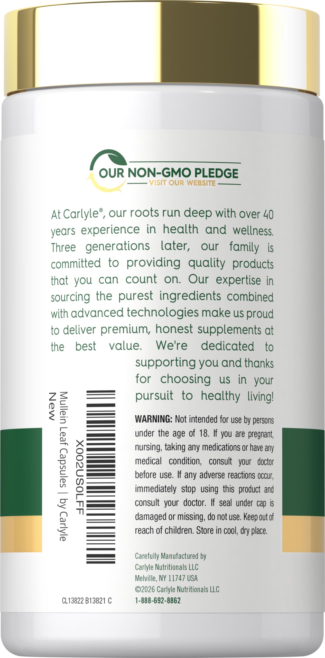 Carlyle Mullein Leaf Extract, 200 Capsules