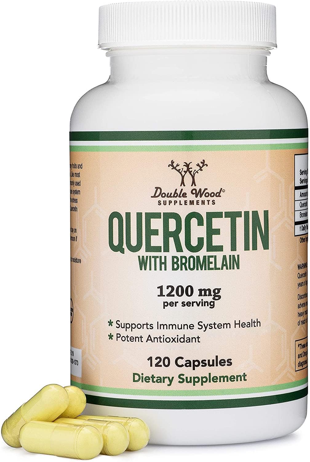 Double Wood Supplements Quercetin with Bromelain Capsules 120 Count