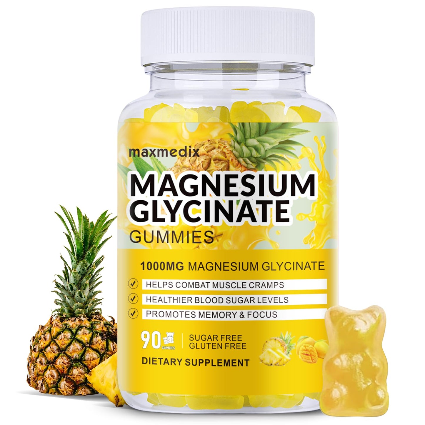 Maxmedix Magnesium Glycinate Gummies 1000mg, 90 Count