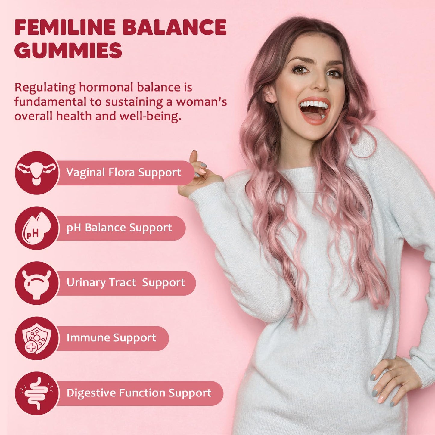 GORNVB Feminine Balance Gummies for Women, 60 Count