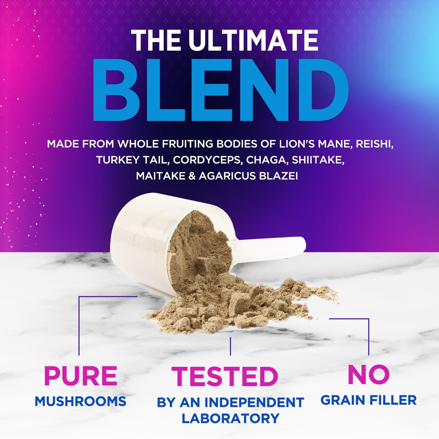 Nature's Peak Mushroom Powder Supplement 11-in-1 Blend Organic Lions Mane Reishi Cordyceps Chaga Turkey Tail Mushroom Extract Powder Brain & Immune Support Bottled in USA 4.6562