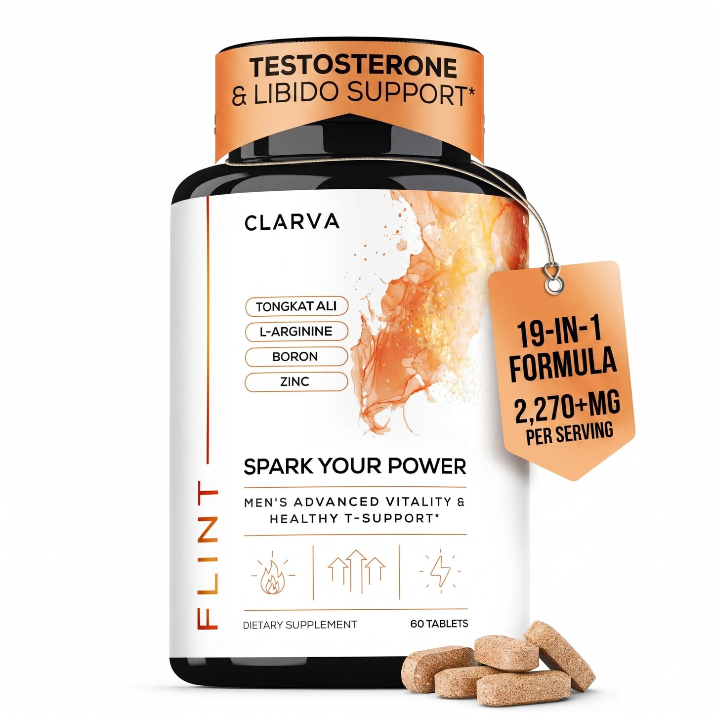 CLARVA Mens Testosterone Booster & Libido Support Tablets, 60 Count