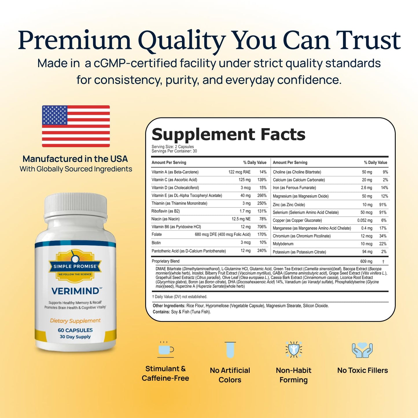 Simple Promise Verimind Brain Supplement Capsules, 60 Count