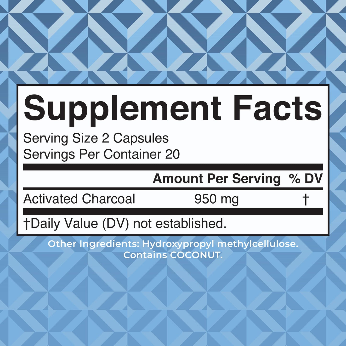 MARYRUTH'S Activated Charcoal 950 mg Capsules, 40 Count