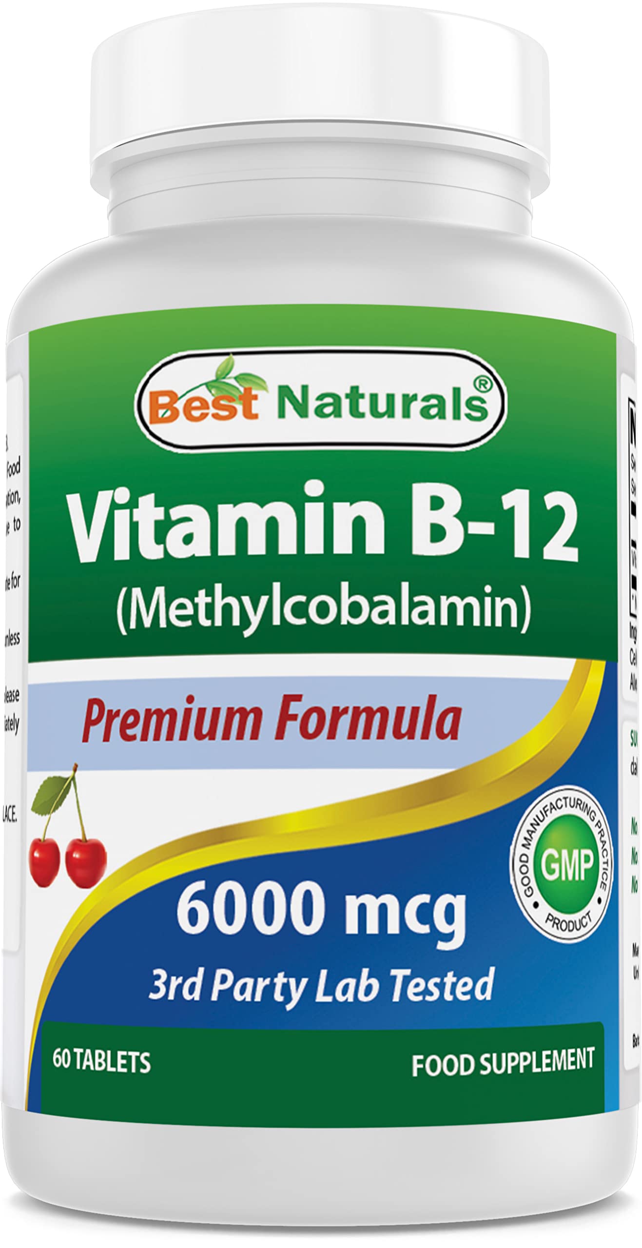 Best Naturals Vitamin B-12 Methylcobalamin (Methyl B12) 6000 mcg Tablet, 60 Count