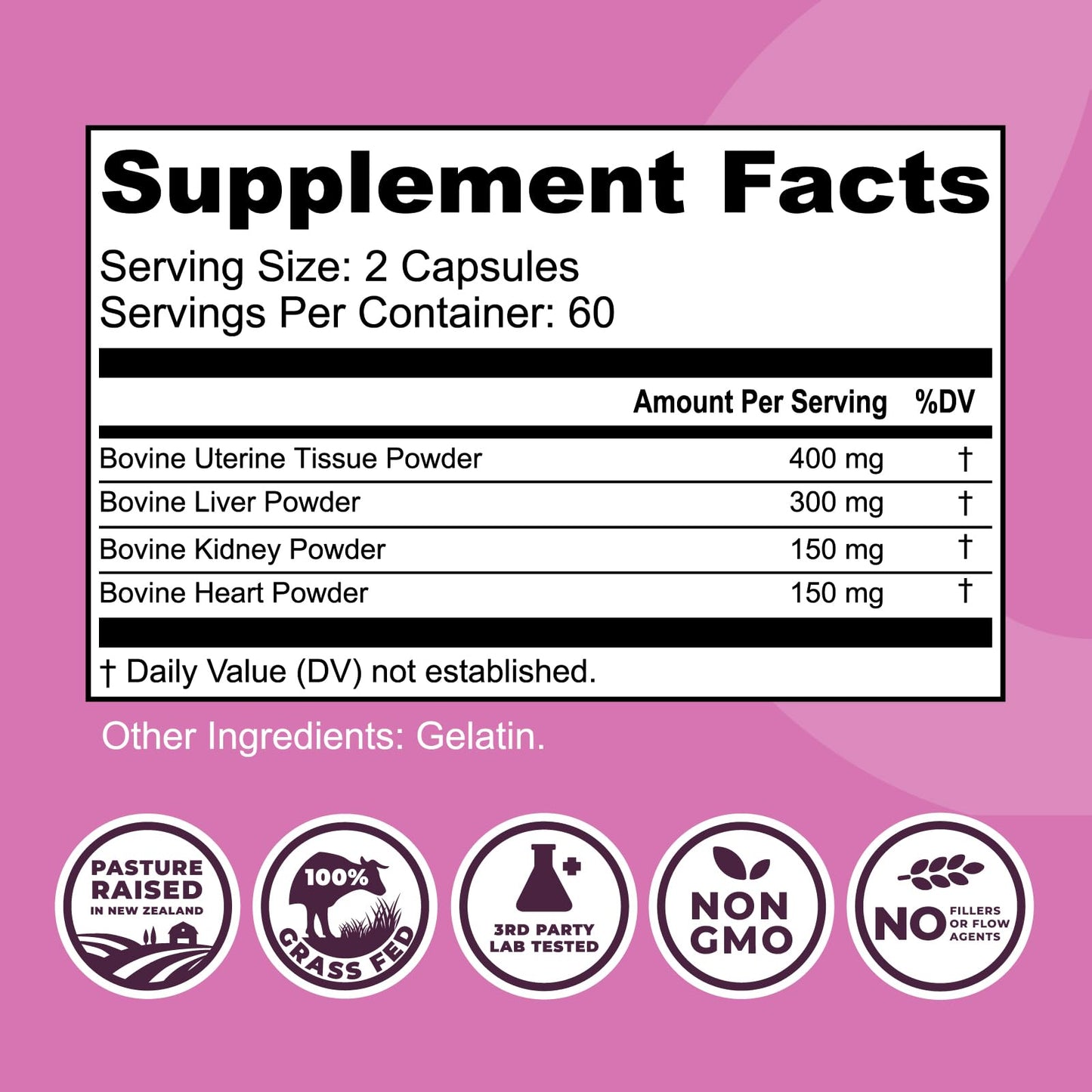 Left Coast Performance Beef Organ Supplement for Women (Beef Liver, Kidney, Heart & Uterus Tissue) 120 Capsules