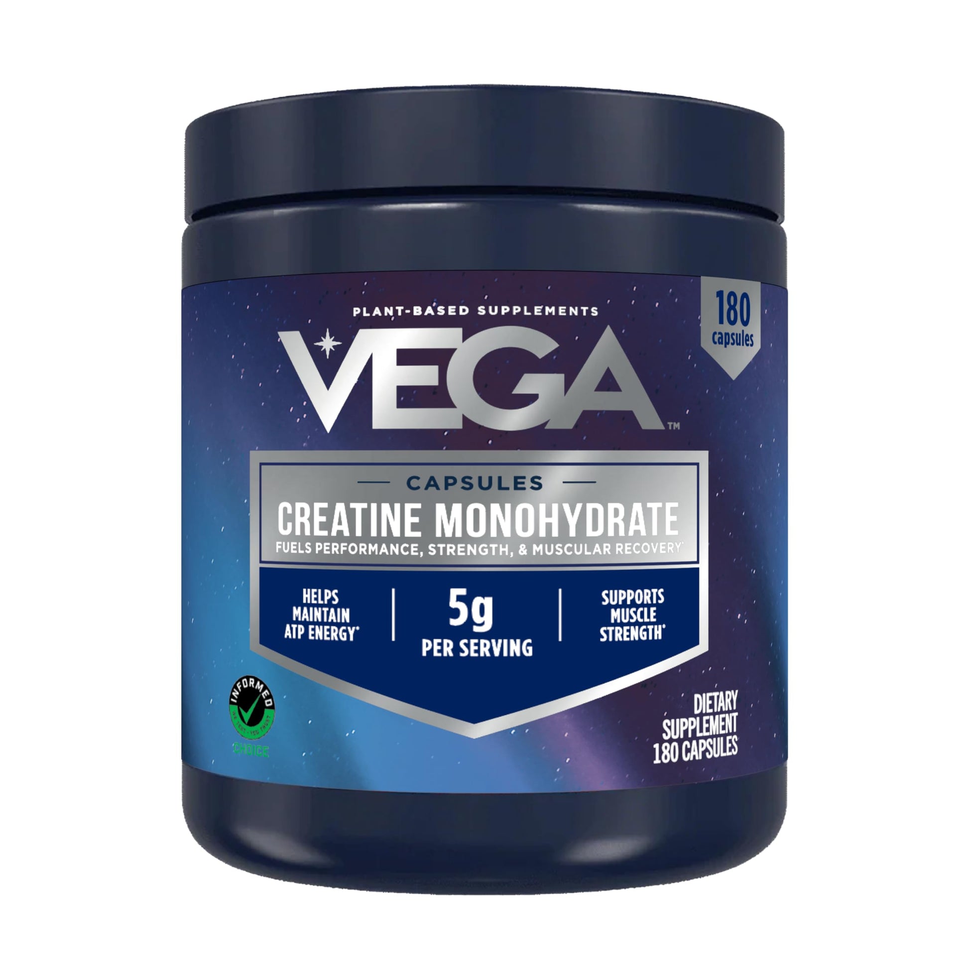 Vega Creatine Monohydrate Capsules 180 Count
