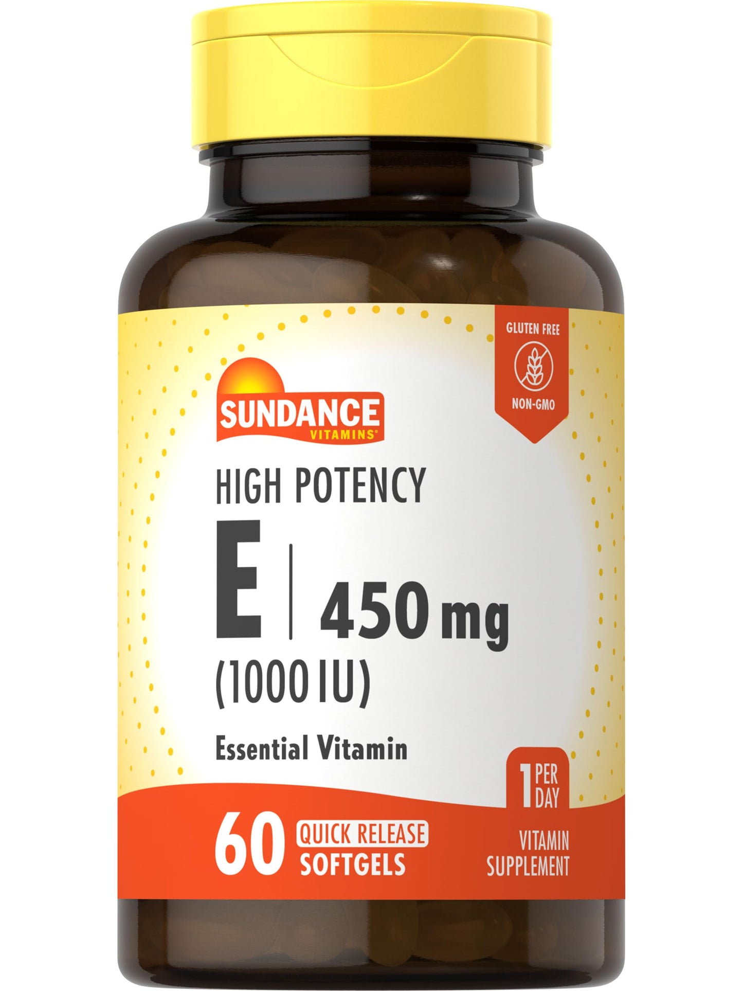 Sundance High Potency Vitamin E 450mg (1000 IU) Softgels, 60 Count