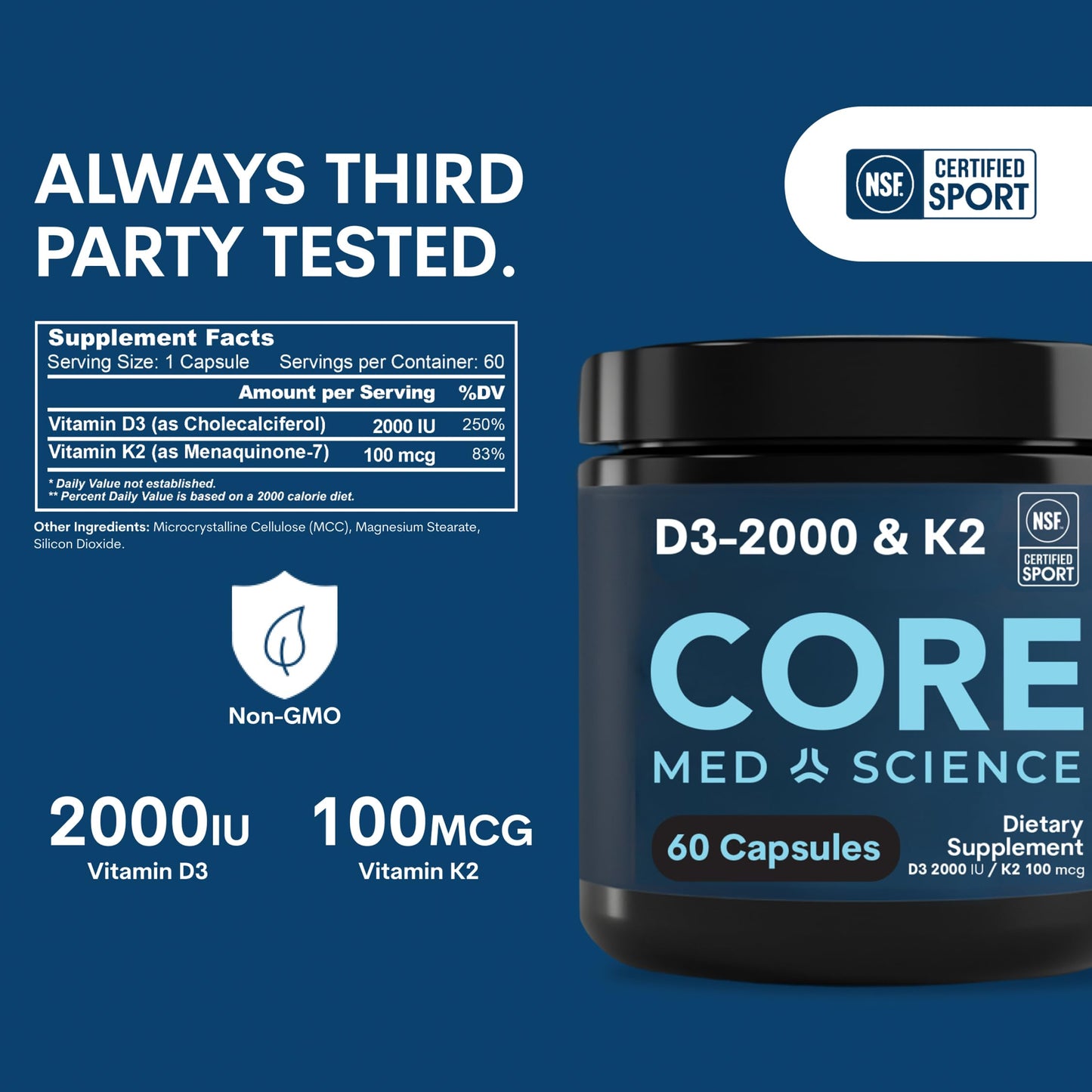 Core Med Science Vitamin D3 & K2 Supplement Capsule 60 Capsules