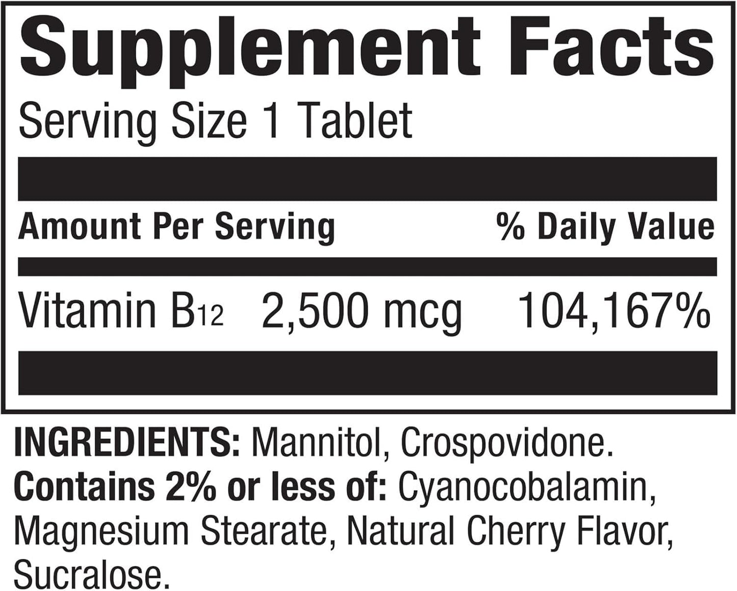 BasketGoods Vitamin B12 2500 mcg Quick-Dissolve Tablets, 120 Tablets