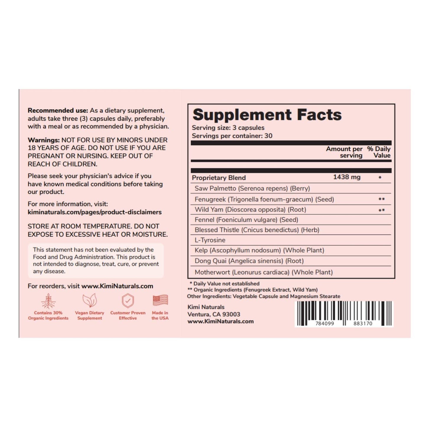 KIMI Naturals Breast Max Plus Breast Enhancement Pills, 90 Capsules