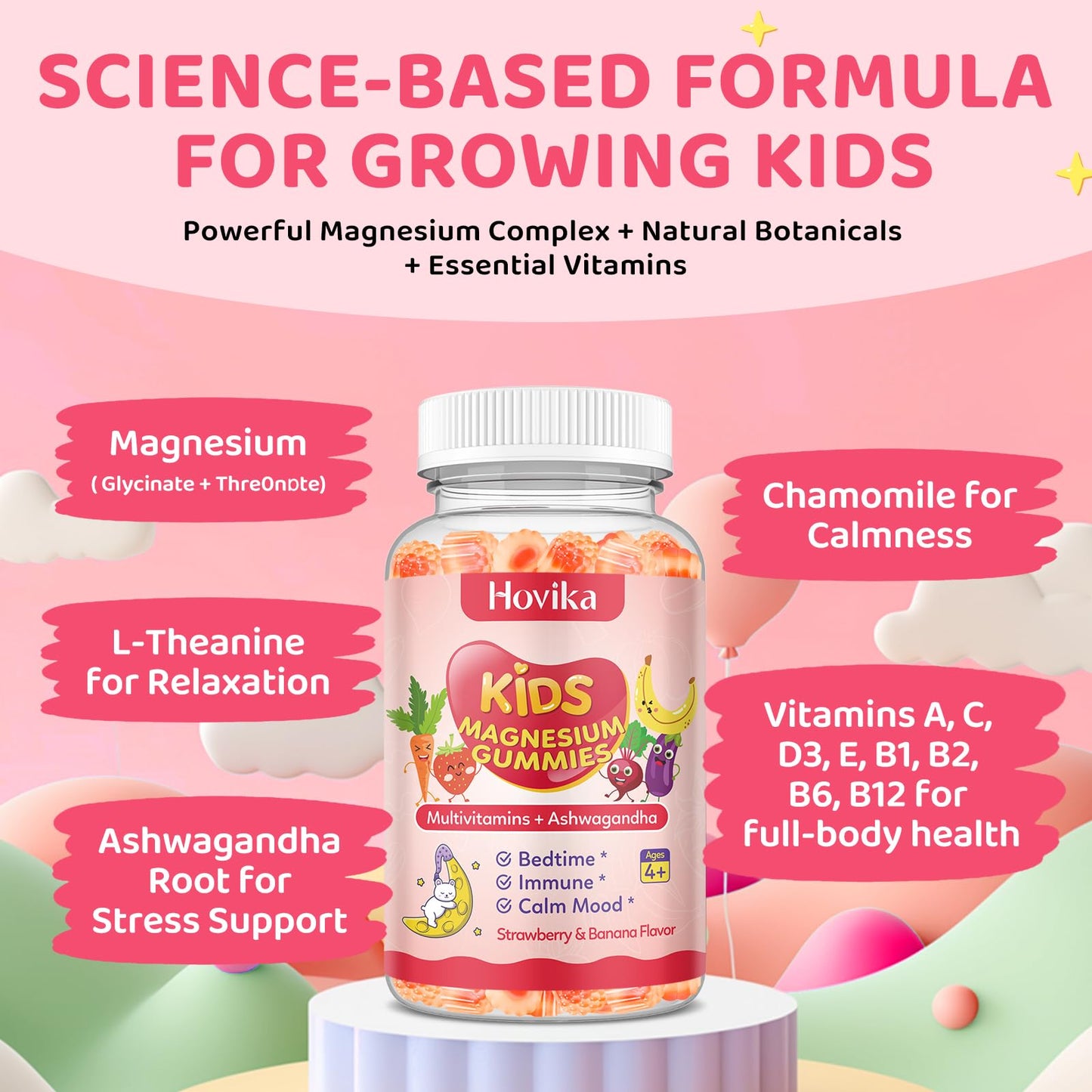 Hovika Kids Magnesium Gummies, 60 Count