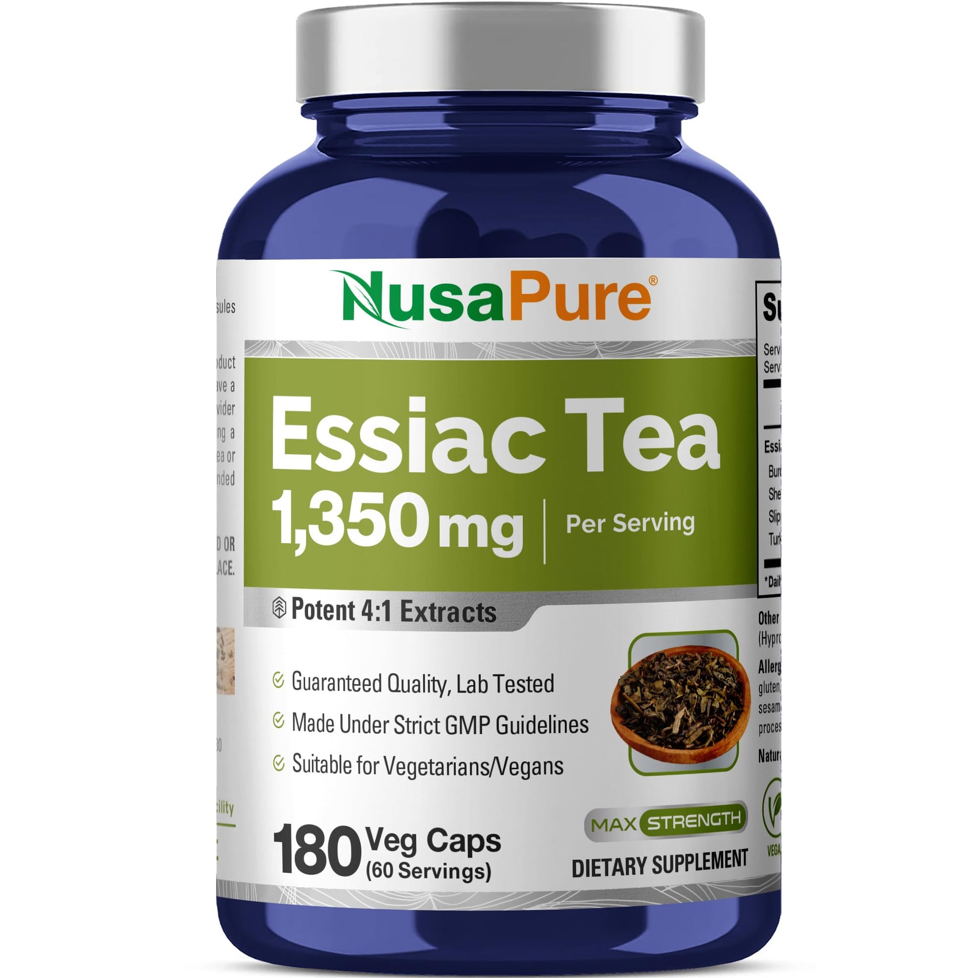 NusaPure Essiac Tea 1350 mg Capsule 180 Count