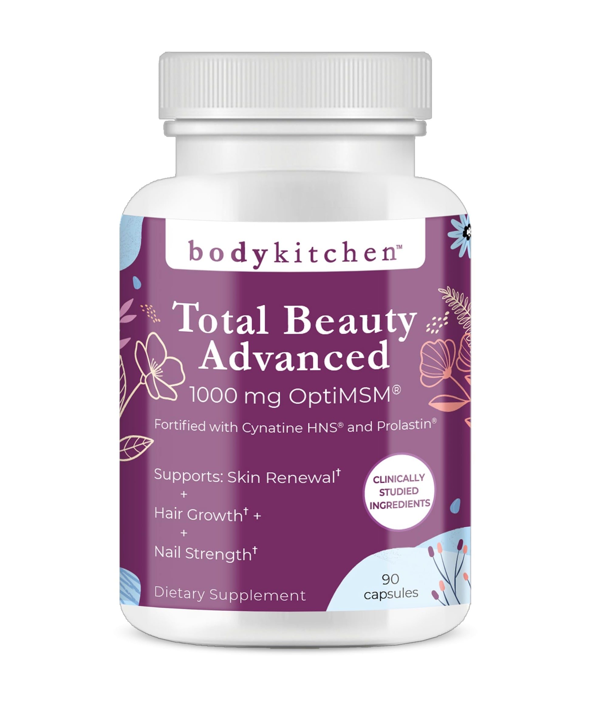 Body Kitchen Total Beauty Advanced with Elastin Peptides, Keratin, Biotin Capsules, 90 Count