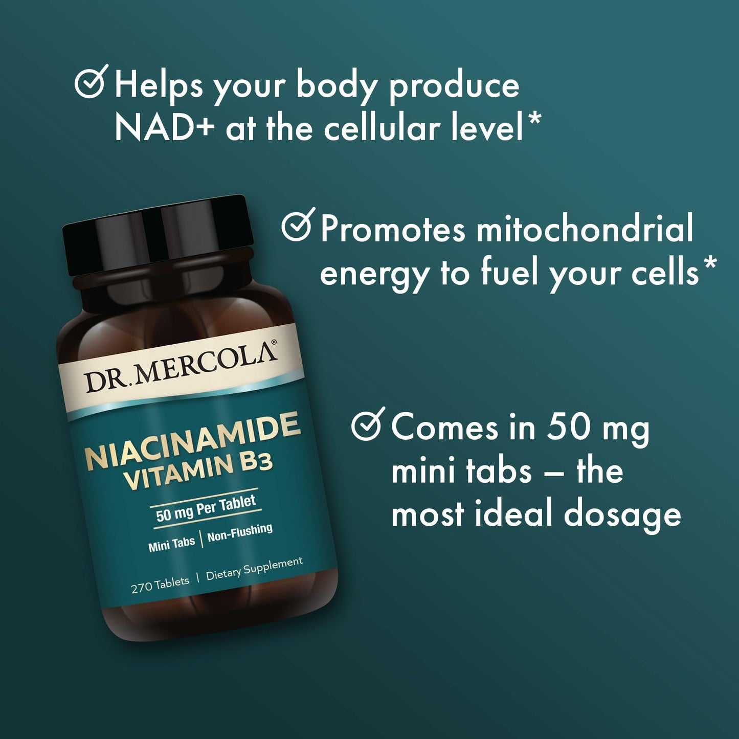 Dr. Mercola Niacinamide Vitamin B3 50 mg per Tablet, 270 Tablets
