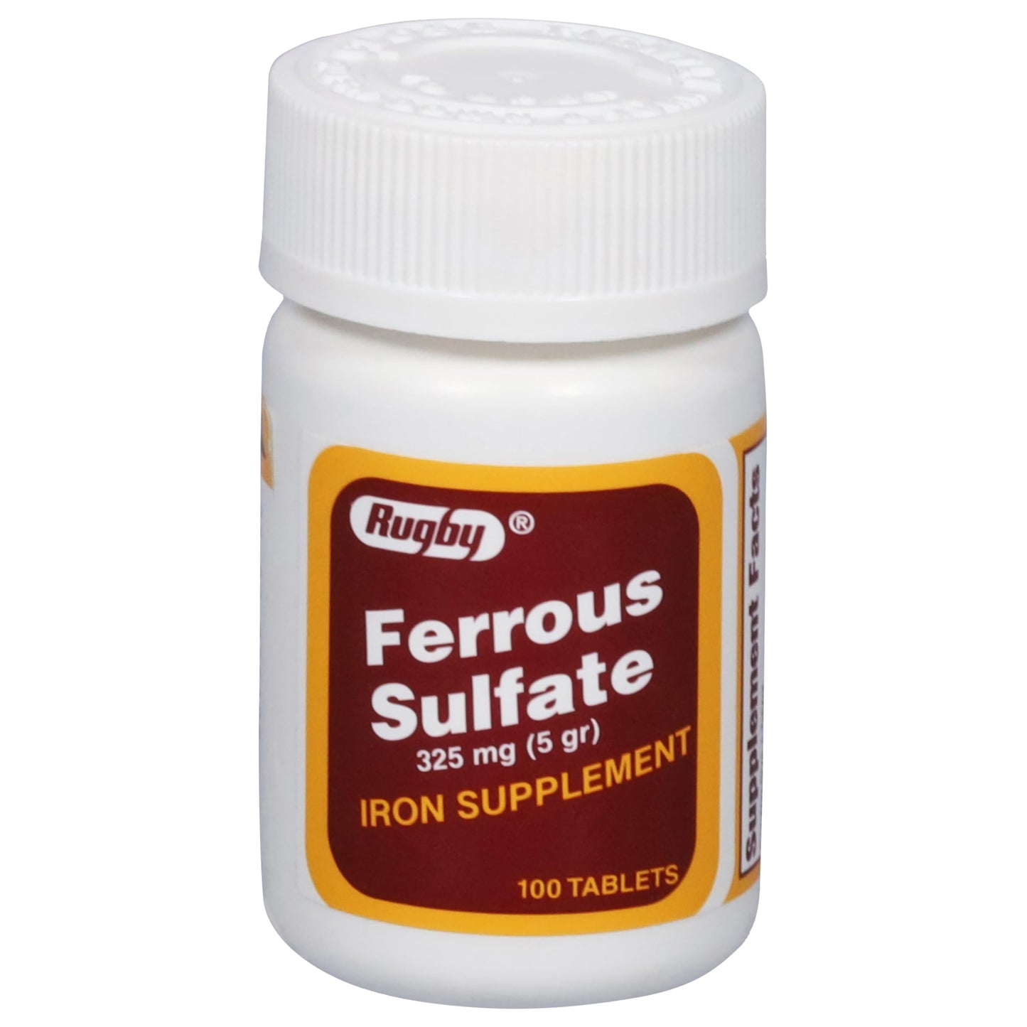 Rugby Laboratories Ferrous Sulfate 325mg Tablets, 100 Count