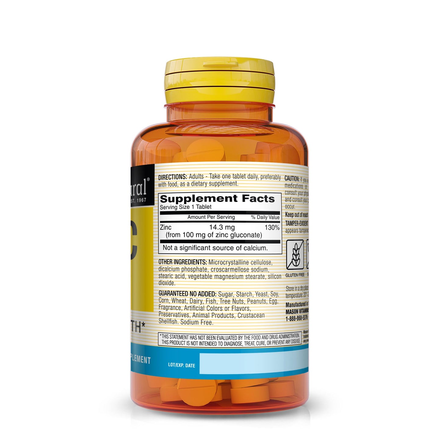 Mason Natural Zinc 100mg Tablets, 100 Count