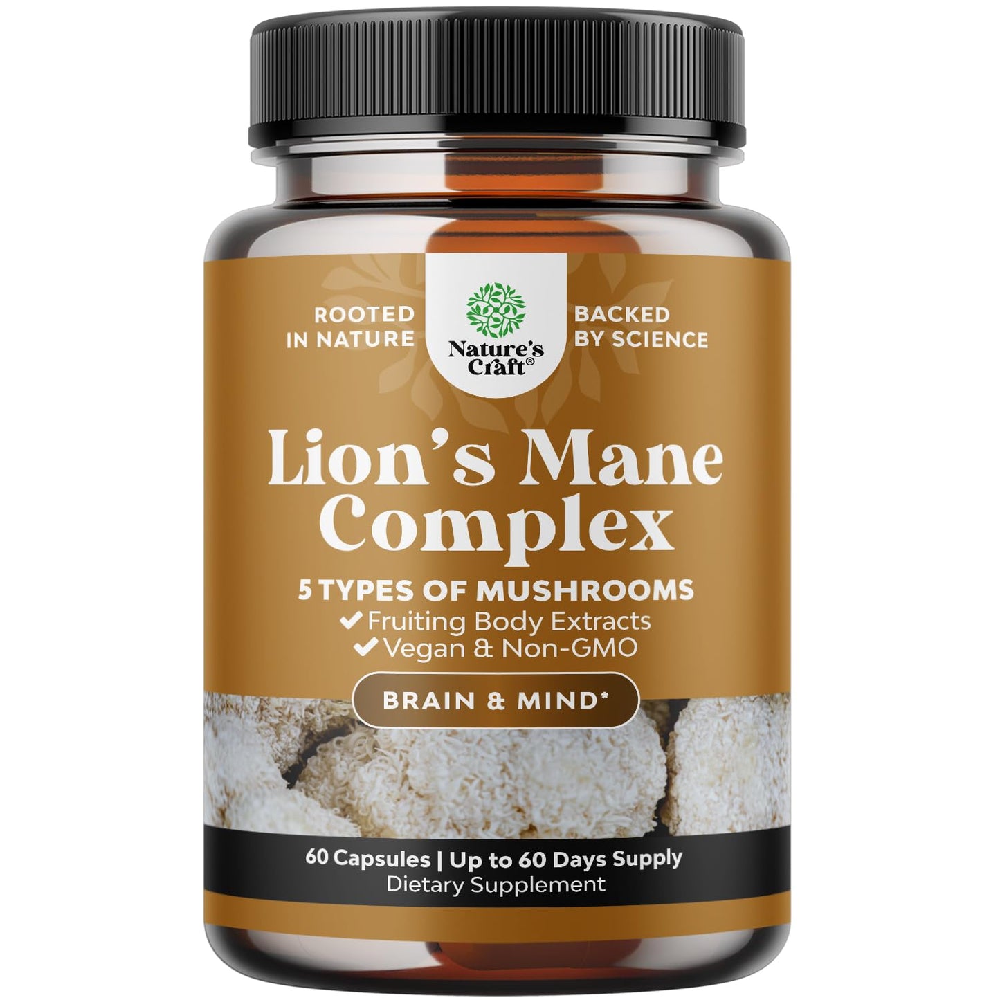 Natures Craft Lion's Mane Mushroom Supplement Capsules, 60 Capsules