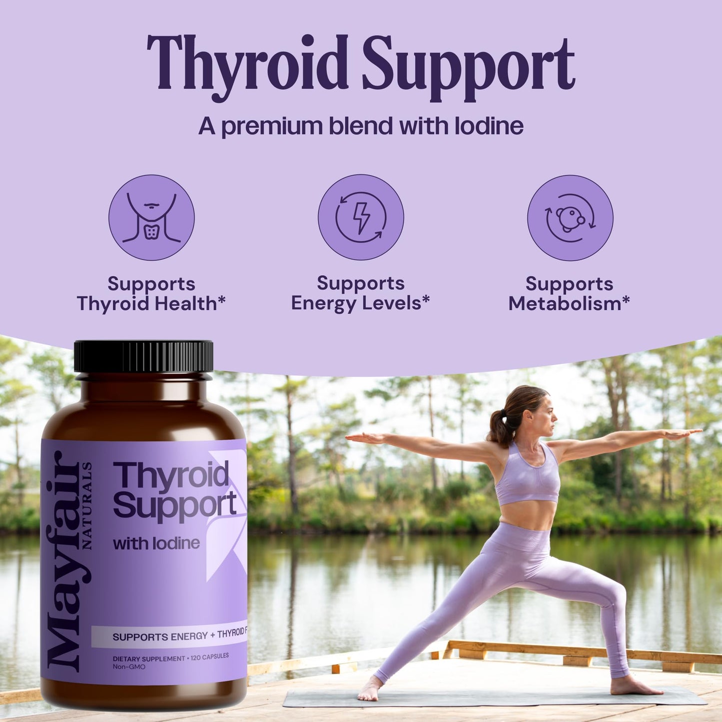 Mayfair Naturals Thyroid Support with Iodine, 120-Count Capsules