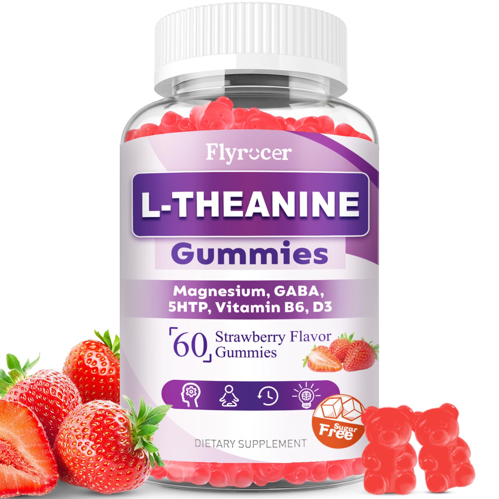 Flyrocer Sugar Free L-Theanine Gummies 60 Count