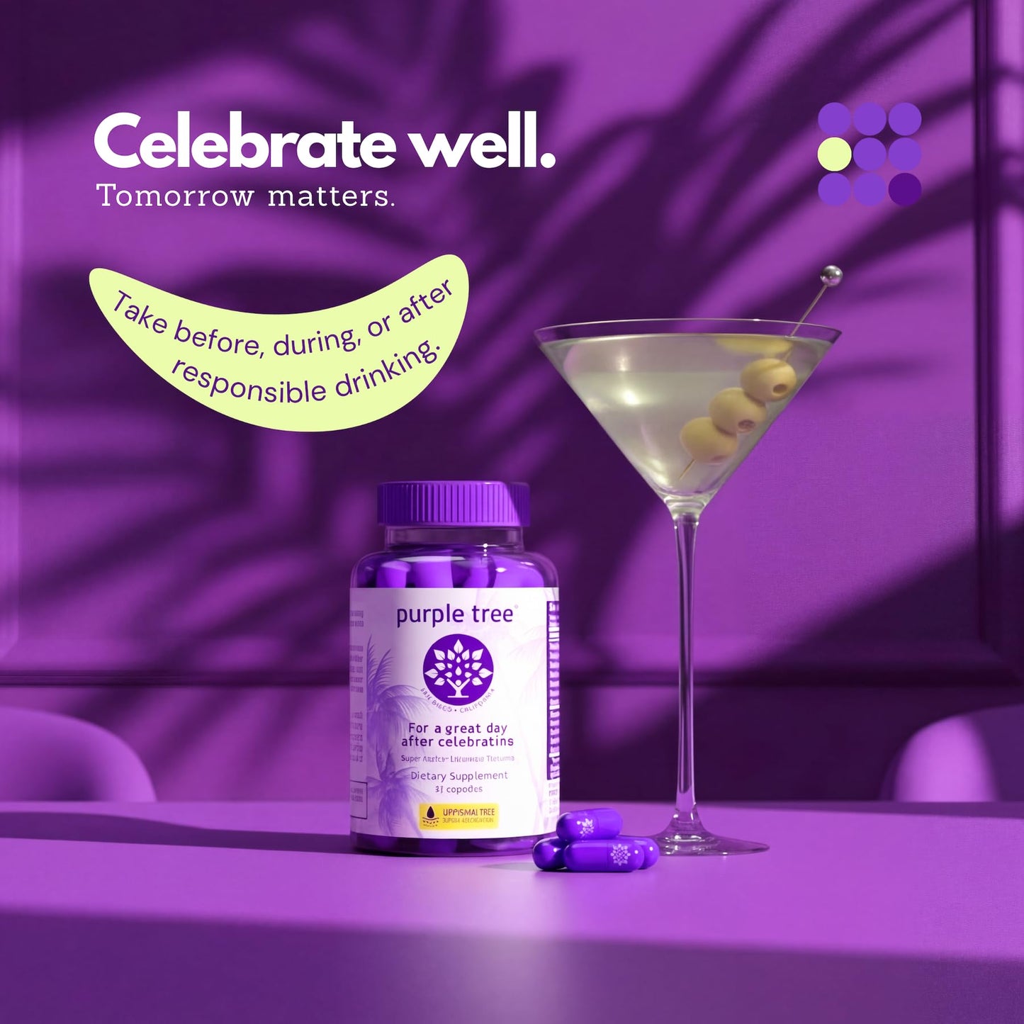 Purple Tree Post-Celebration Wellness Liver Support & Hydration Capsules, 30 Count