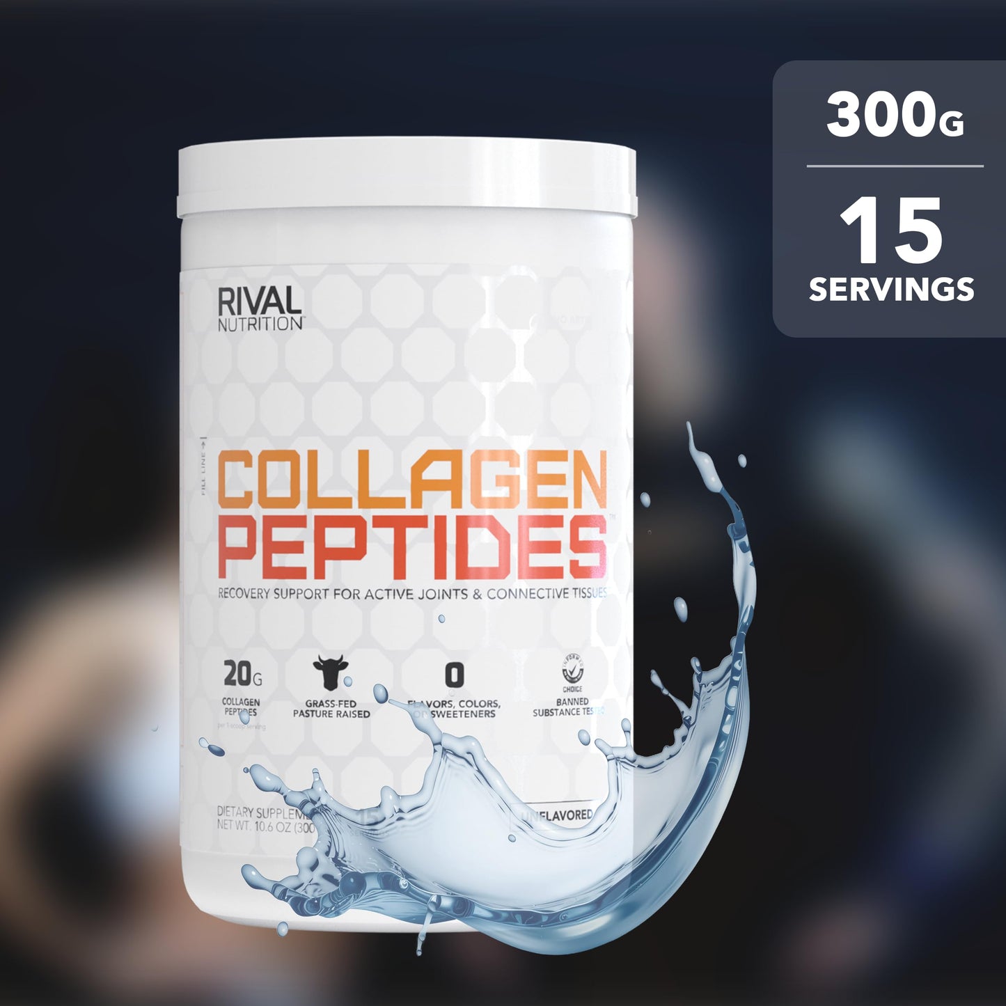 Rivalus Collagen Peptides Powder 10.6 oz (Unflavored, 15 Servings)