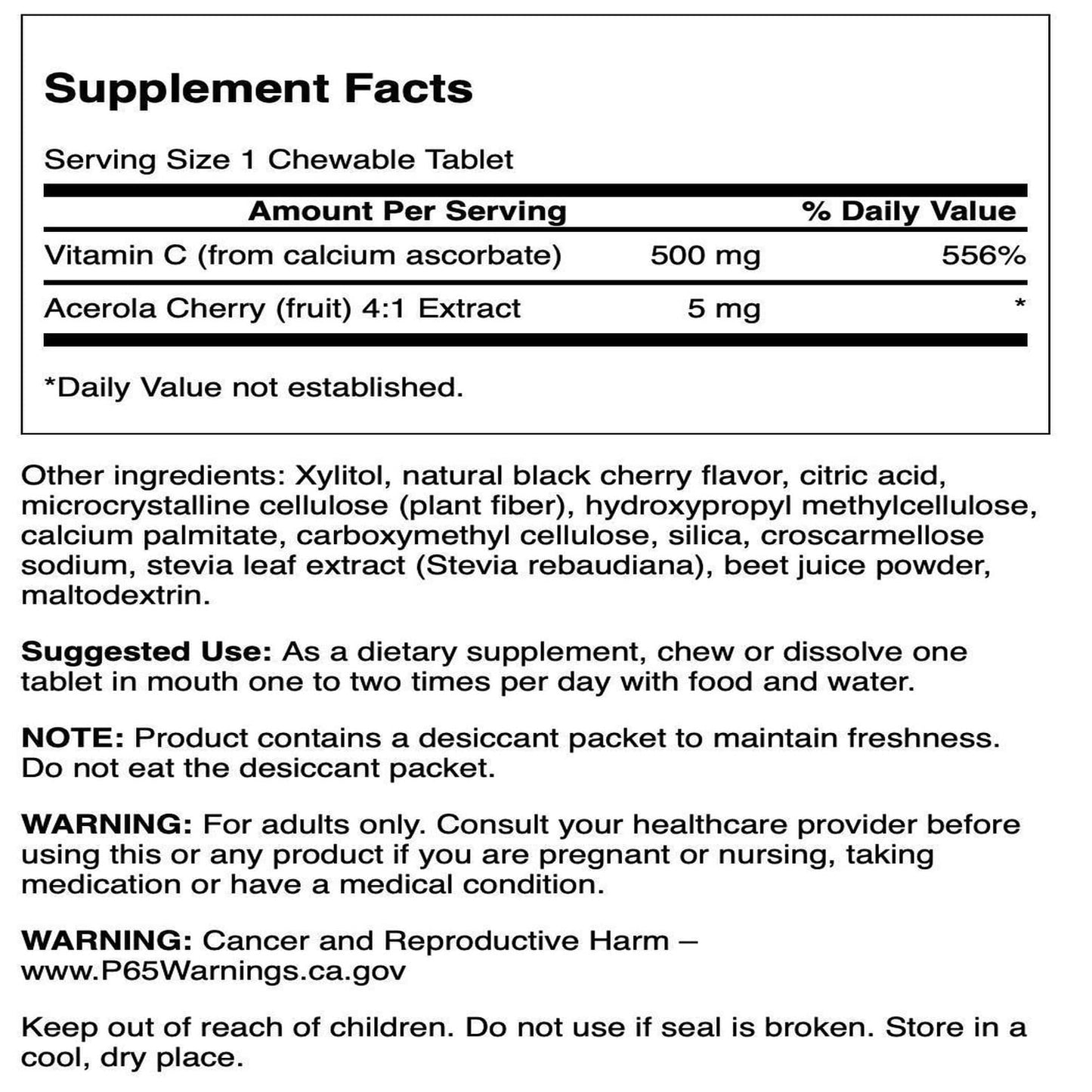 Swanson Vitamin C Chewable 60 Count