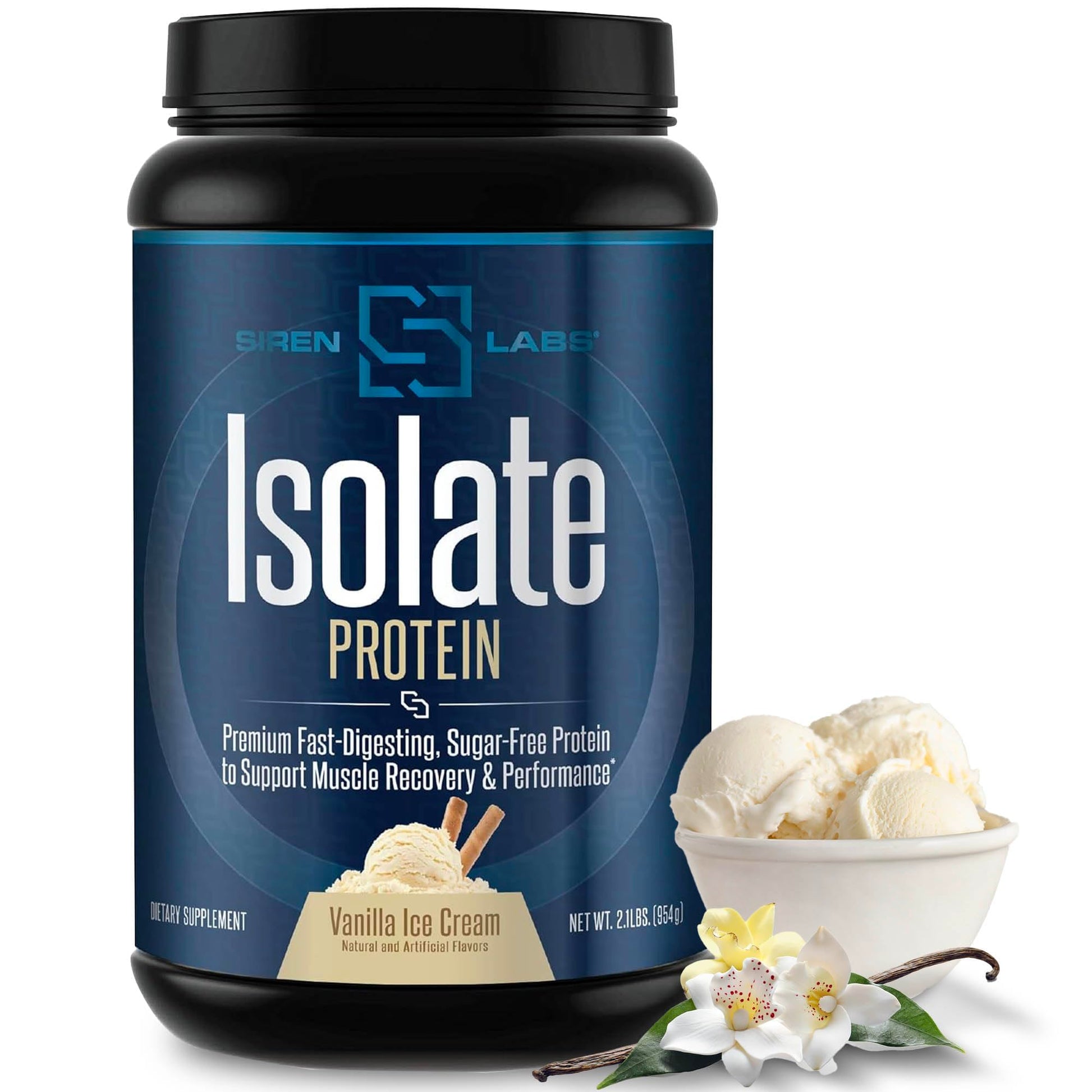 SIRENLABS Isolate Premium Whey Protein Powder Vanilla Ice Cream, 32 Servings