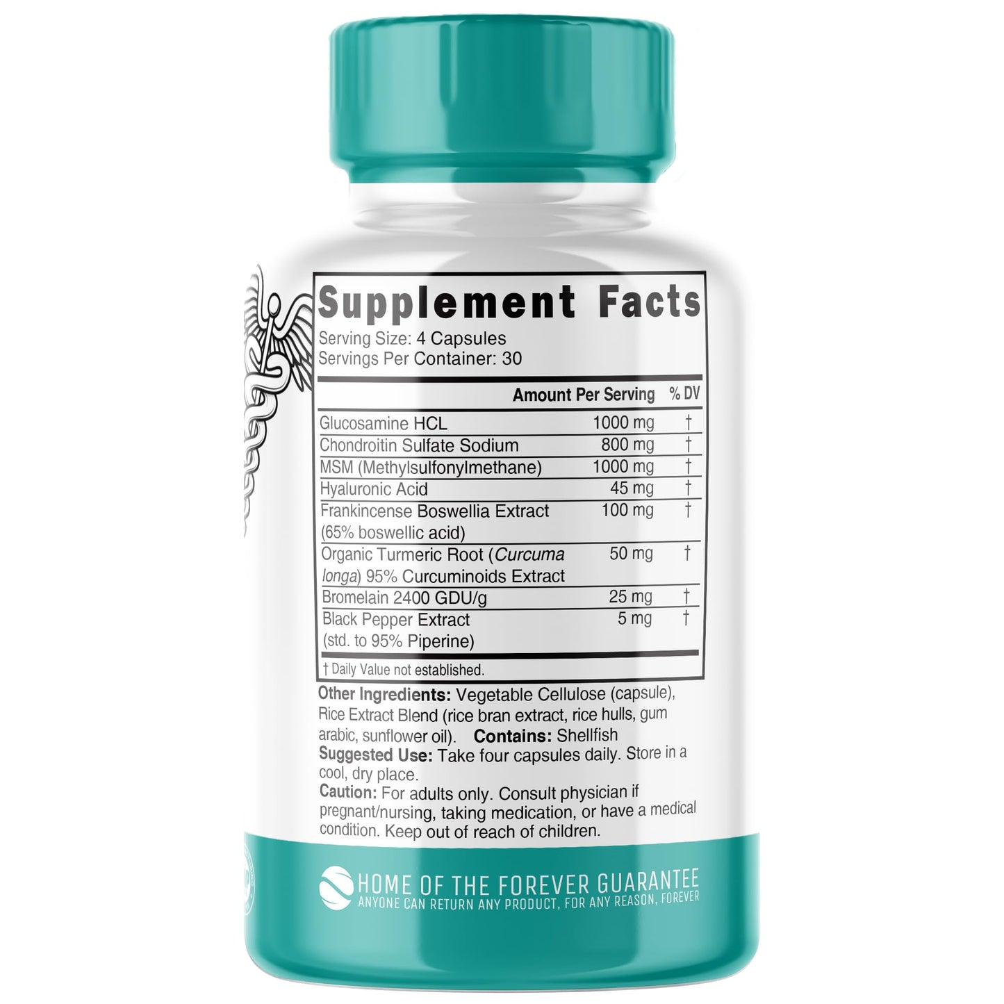 Nature's Fusions Nutri 8-in-1 Glucosamine Chondroitin MSM Turmeric Bromelain Boswellia Hyaluronic Acid 3025 mg Joint Support Supplement 120 Capsules