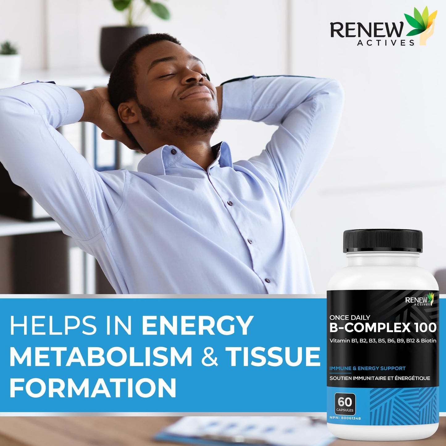 Renew Actives Vitamin B Complex 100 Capsule, 60 Capsules